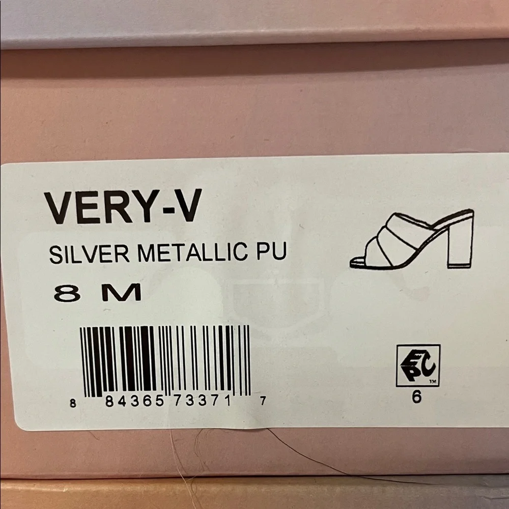 Very-V Silver Metallic Mules - Picture 2 of 4